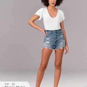 A&f high waisted button up mom jean cut off shorts